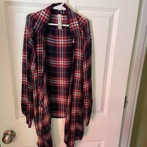 Aeropostale Black and Red Flannel Overshirt (Medium)